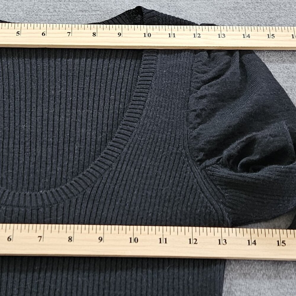 Sisley Sweater Dress Women S Black Long Puff Sleeves Boho Knit Alpaca Wool Blend - Picture 5 of 16